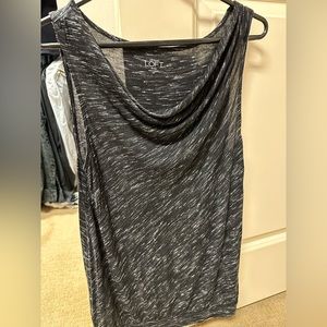 LOFT black and white sleeveless top with cowl neck